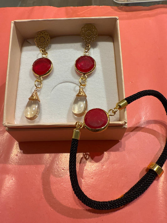 Conjunto piedra rojo